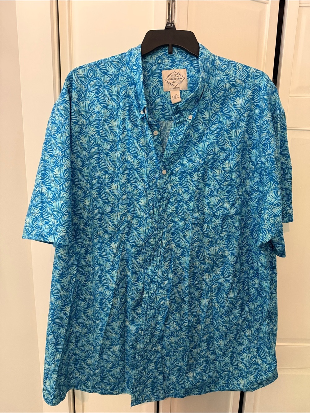 St. John's Bay Blue Tropical-Print Short-Sleeve Button-Down Shirt